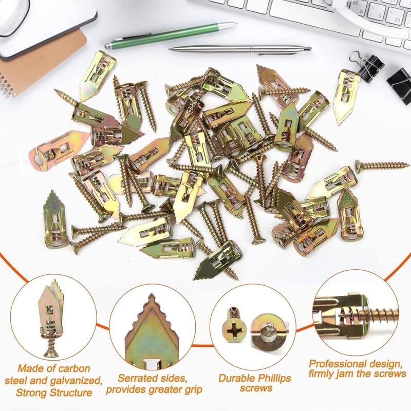 🔩QIAWI™-40PCS Self-Drilling Drywall Anchors and Screws Kit