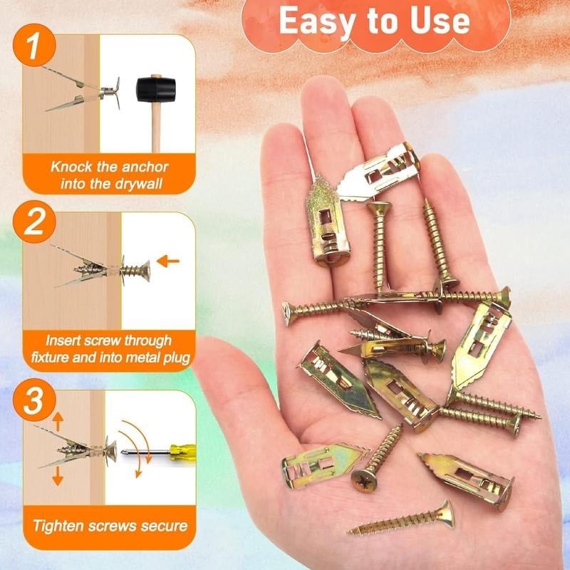 🔩QIAWI™-40PCS Self-Drilling Drywall Anchors and Screws Kit