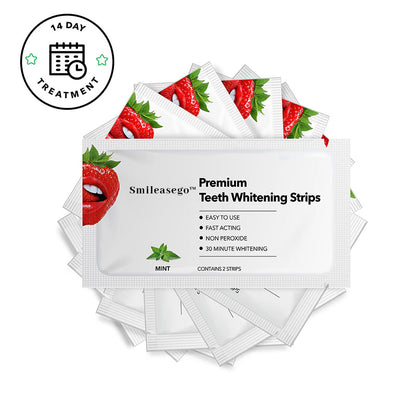 Smileasego™ Teeth Whitening Strips, Non-peroxide, Fluoride Free & Vegan,  28 Strips (14-day Treatment)