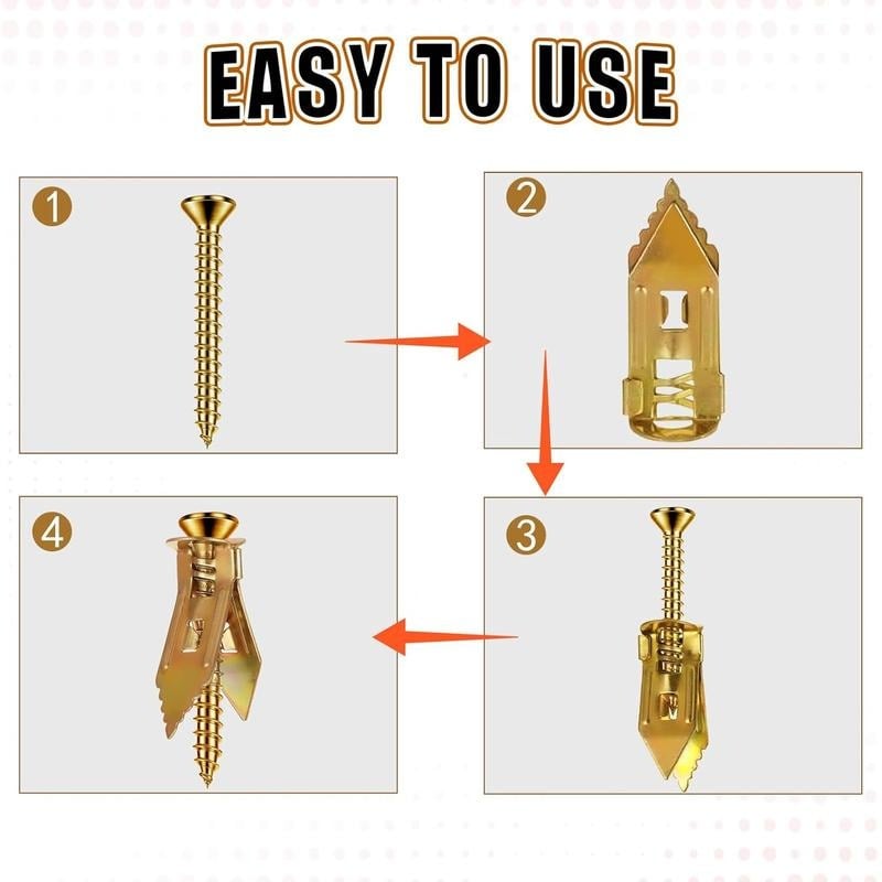 🔩QIAWI™-40PCS Self-Drilling Drywall Anchors and Screws Kit